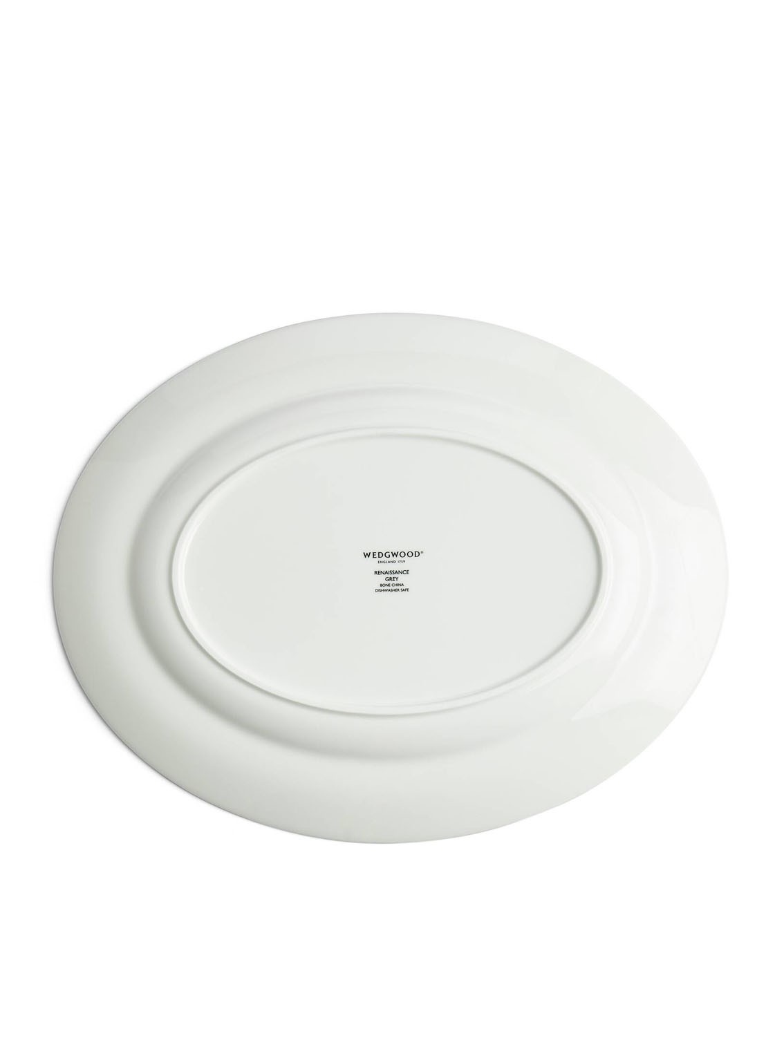 Wedgwood Renaissance Grey serveerschaal 35,7 cm  - achterkant wit