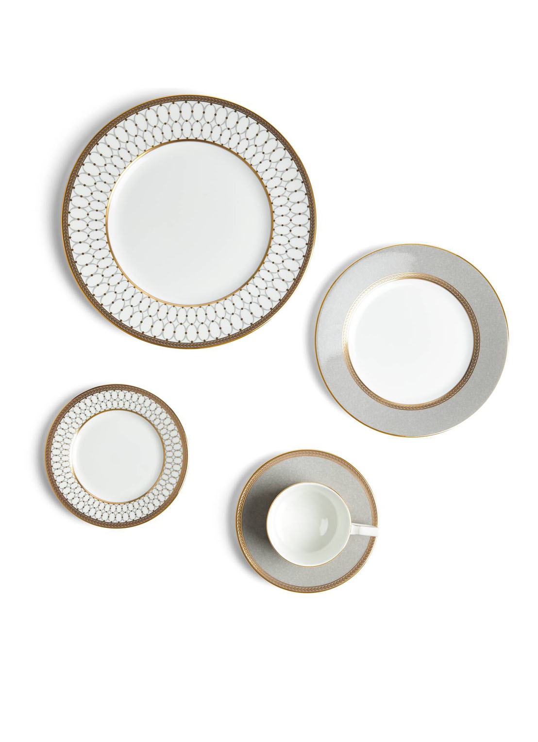 Wedgwood Renaissance Grey serviesset 5-delig - voorkant 2 wit
