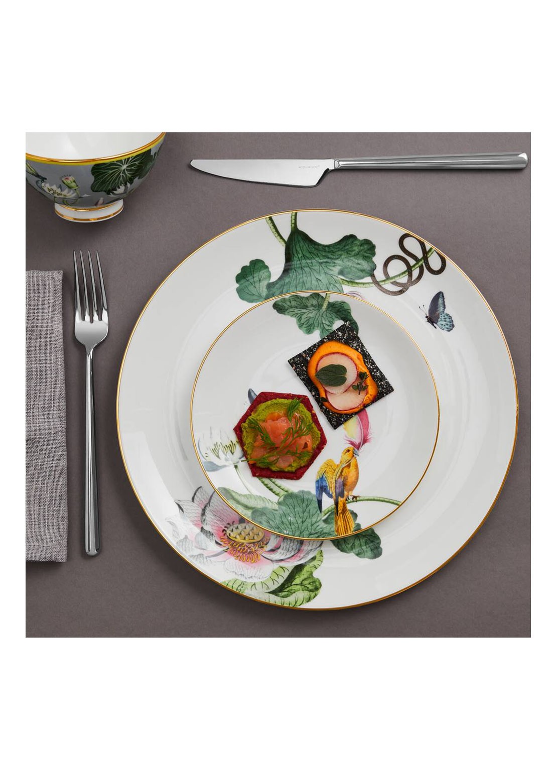 Wedgwood Waterlily ontbijtbord 17 cm - detail 5 groen