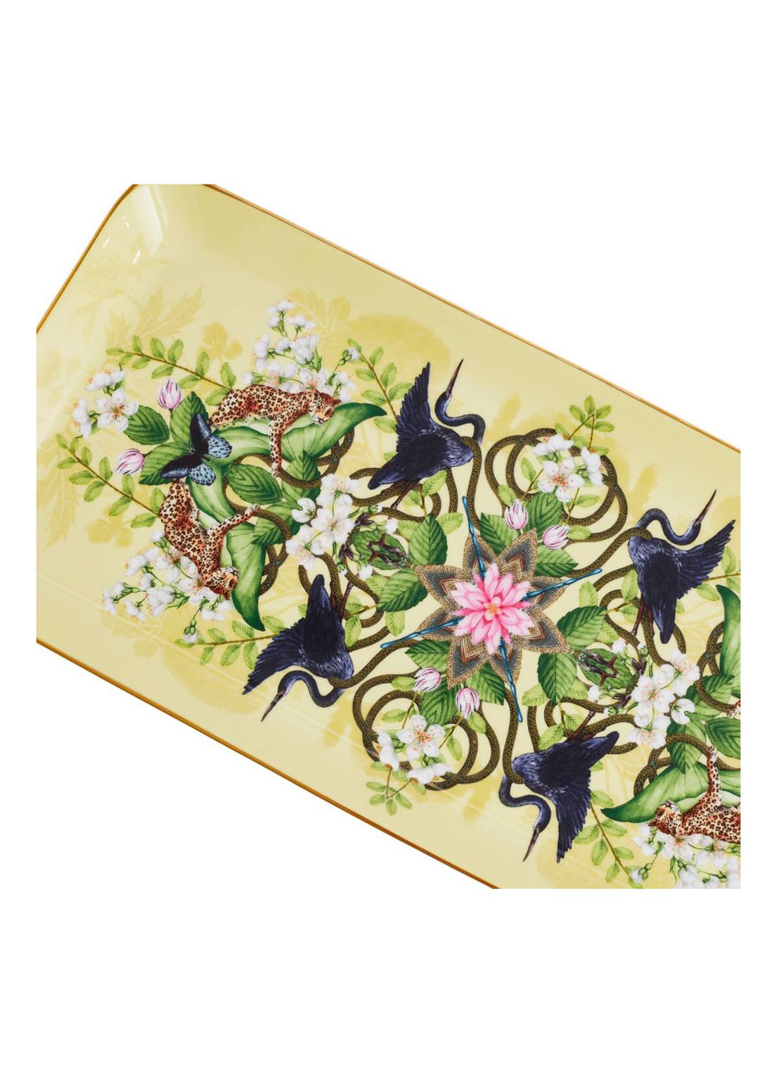Wedgwood Waterlily serveerschaal 34 cm - voorkant 2 lichtgeel