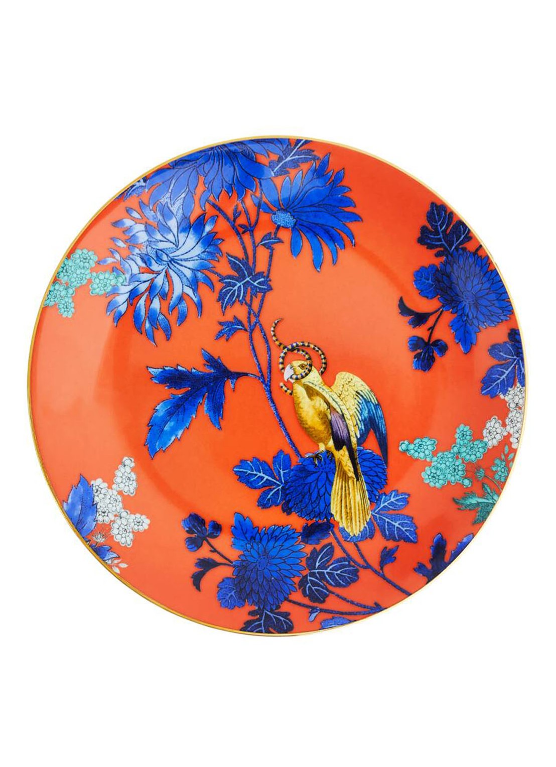 Wedgwood Wonderlust Golden Parrot ontbijtbord 20cm - detail 4 oranjerood