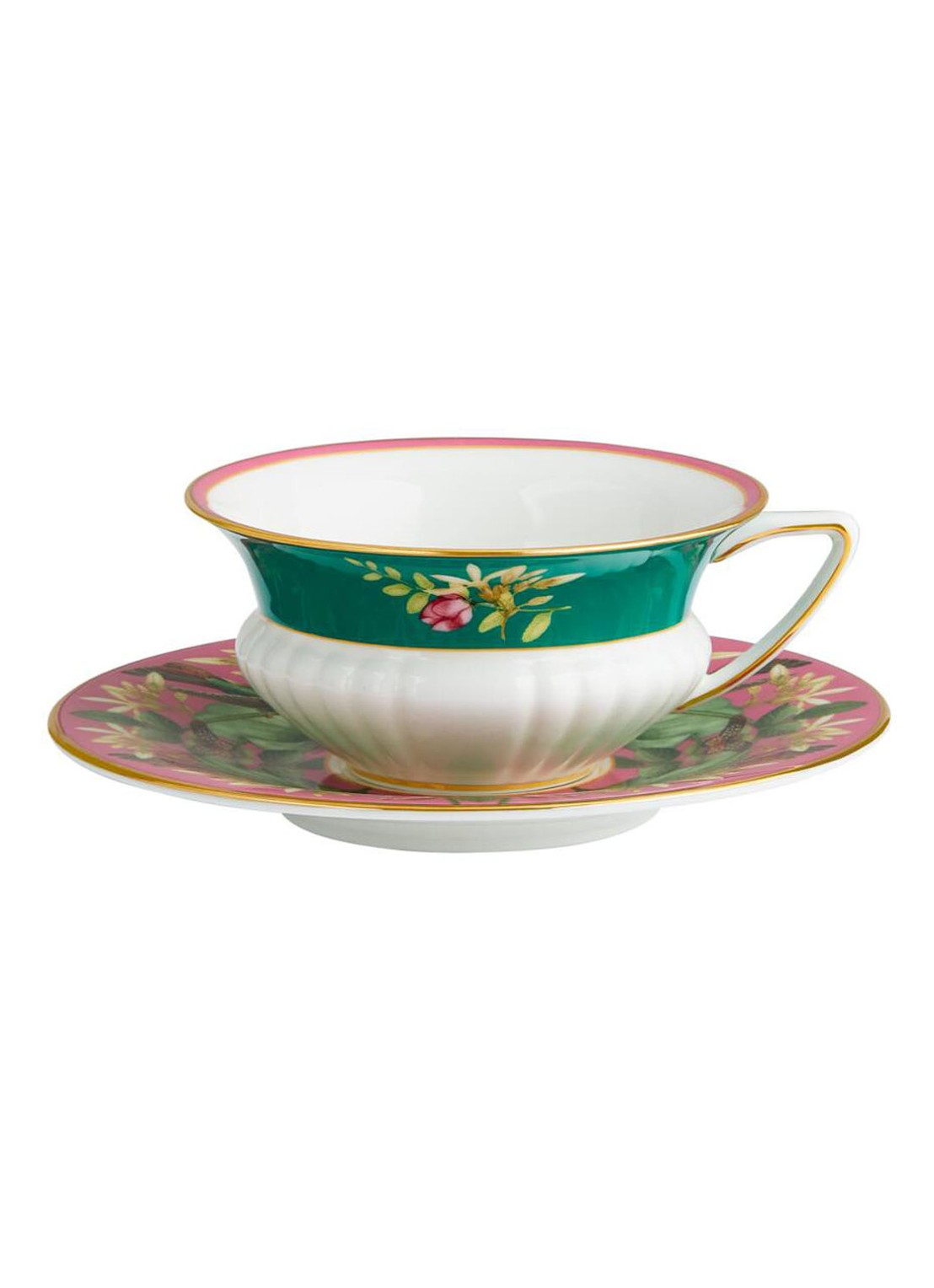 Wedgwood Wonderlust Lotus kop en schotel 20 cl - voorkant 4 turquoise