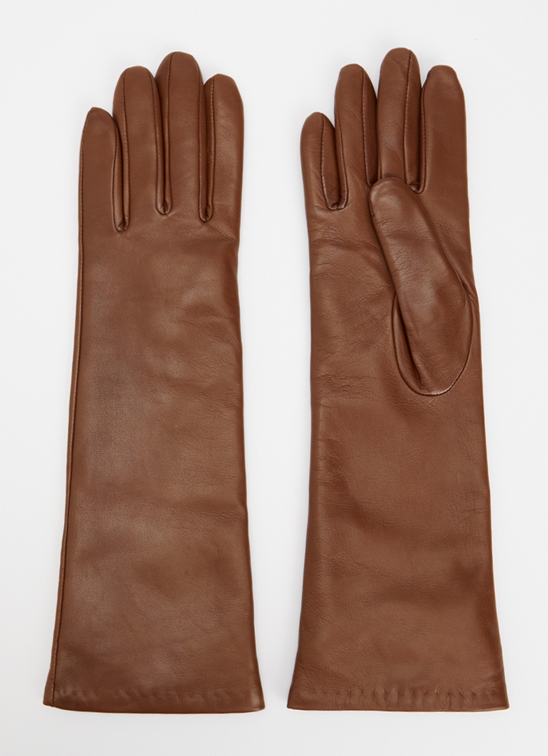 WEEKEND Max Mara Senape handschoenen van lamsleer - voorkant donkerbruin
