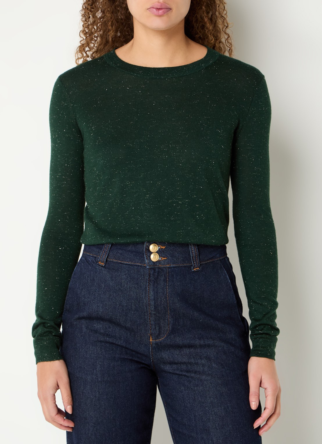 Whistles Annie fijngebreide pullover met lurex - detail 4 donkergroen