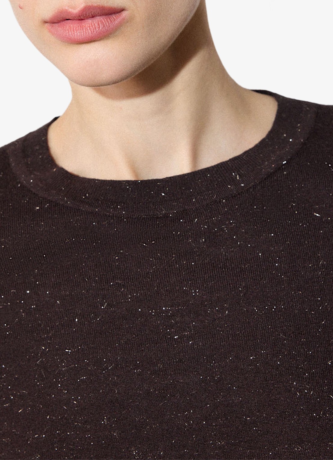 Whistles Annie fijngebreide trui met strass - detail 4 donkerbruin