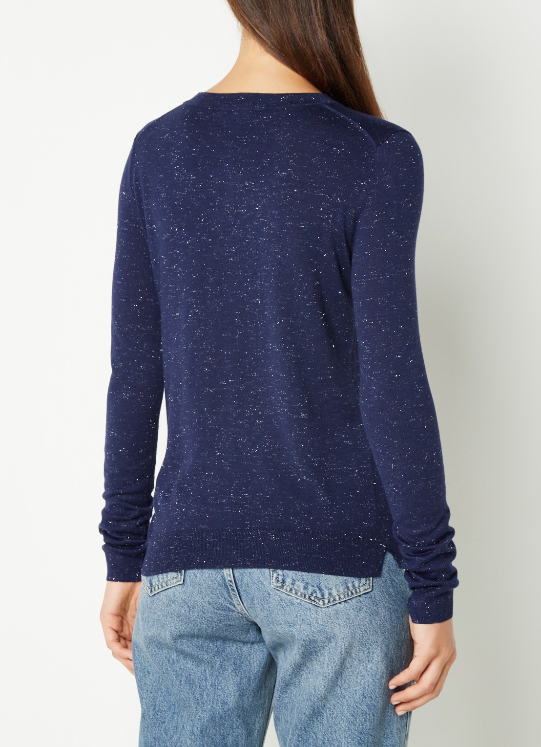 Whistles Annie Sparkle fijngebreide trui met lurex - achterkant royalblauw