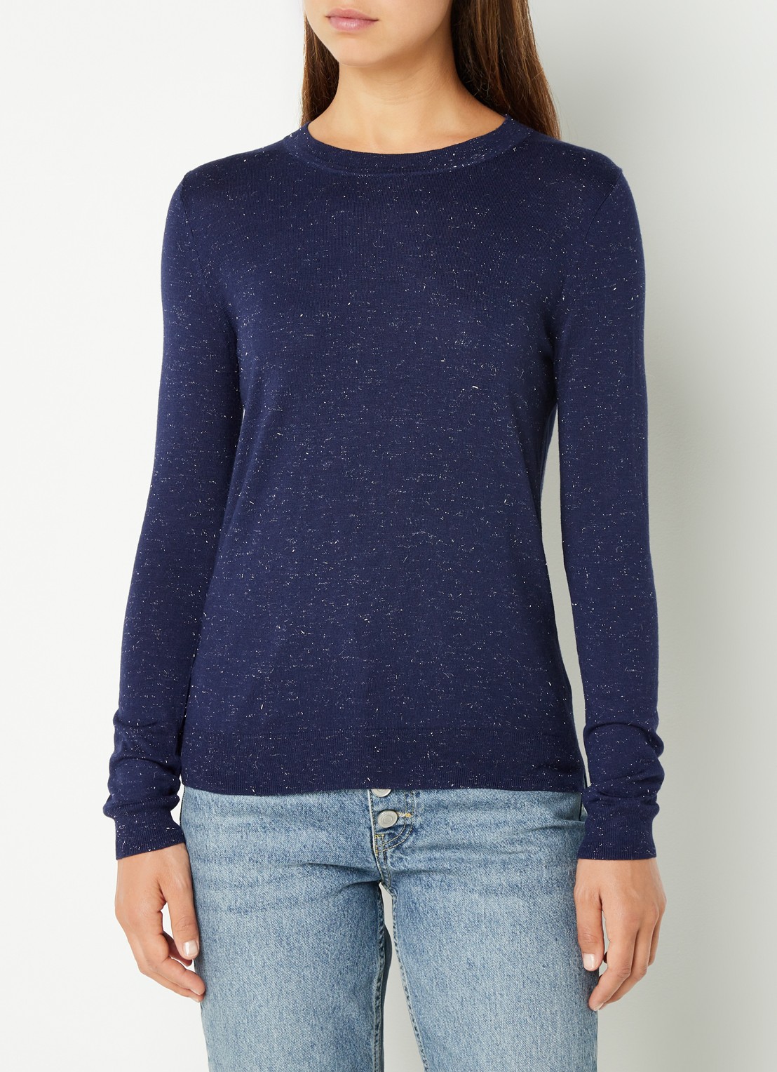 Whistles Annie Sparkle fijngebreide trui met lurex - detail 2 royalblauw