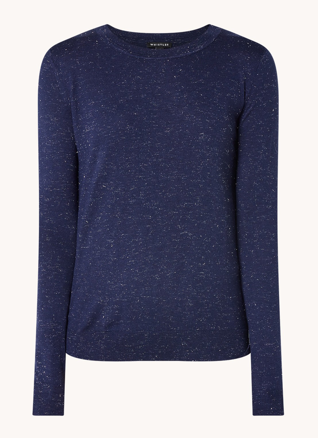 Whistles Annie Sparkle fijngebreide trui met lurex - voorkant 3 royalblauw