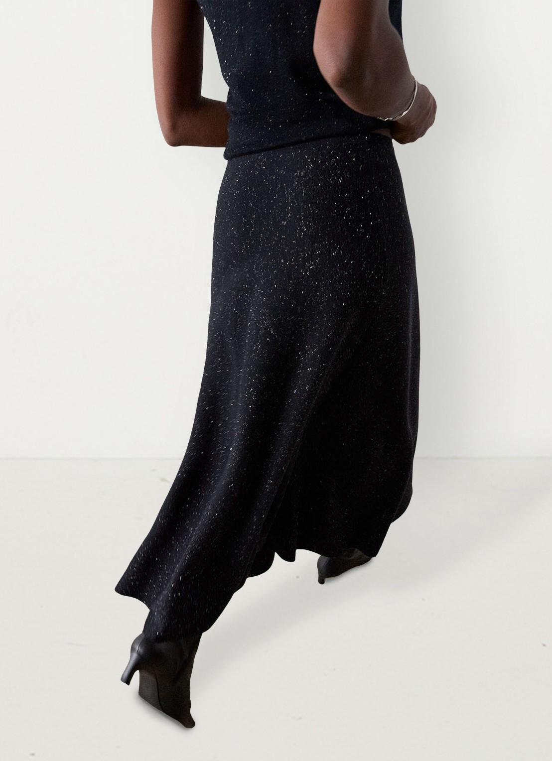 Whistles Annie Sparkle midi rok met lurex - achterkant 6 zwart