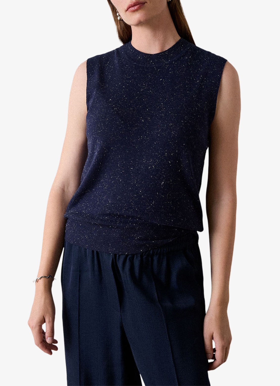 Whistles Annie top met lurex - detail donkerblauw