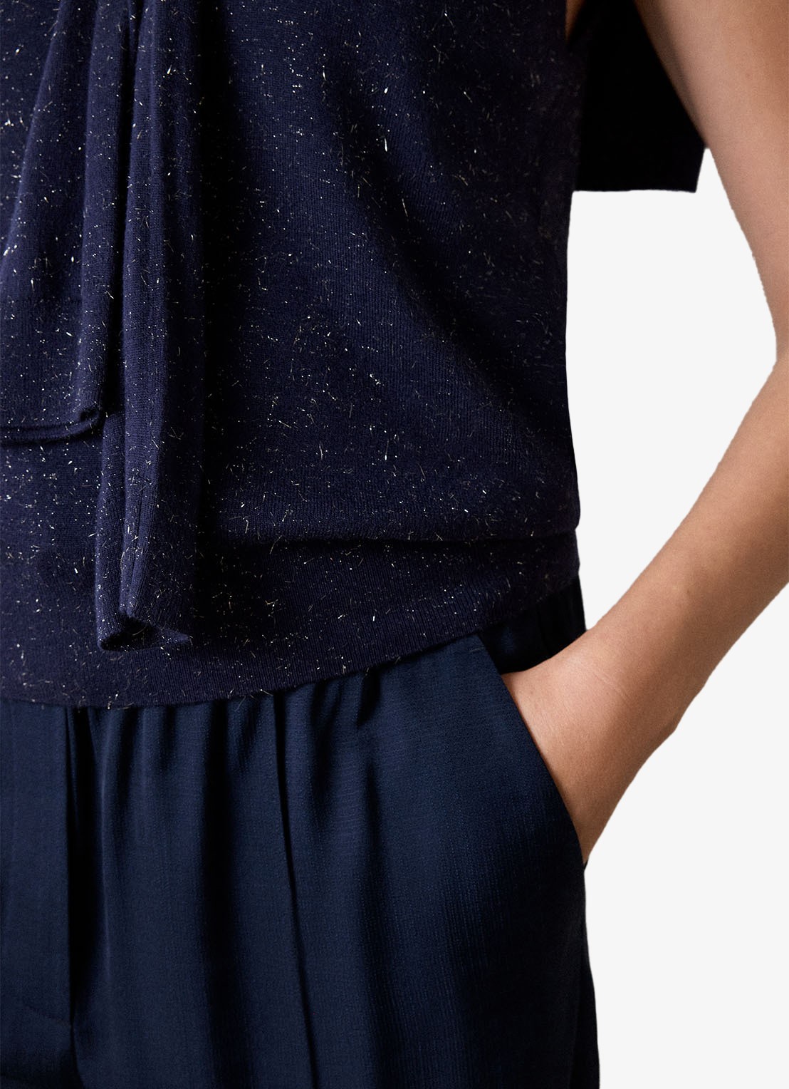 Whistles Annie top met lurex - detail 2 donkerblauw