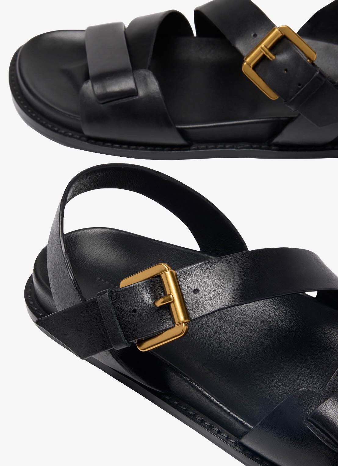 Whistles Asymmetric sandaal van leer - detail 3 zwart