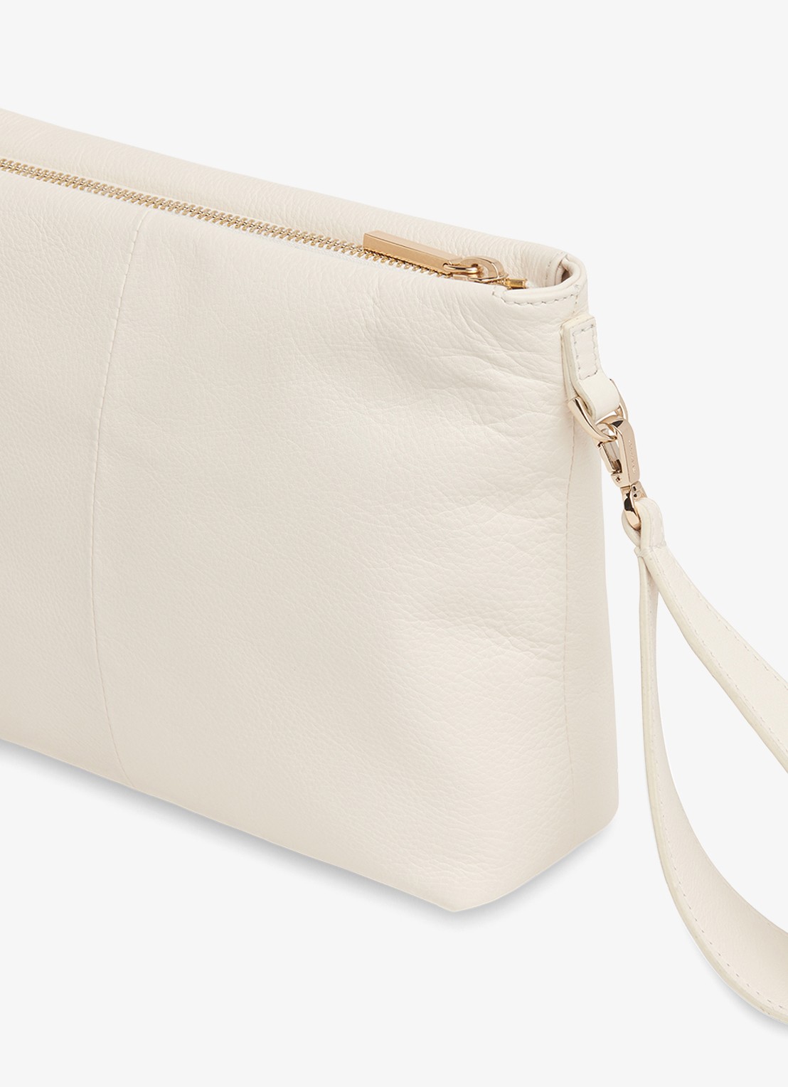 Whistles Avah clutch van leer - detail 2 ivoor