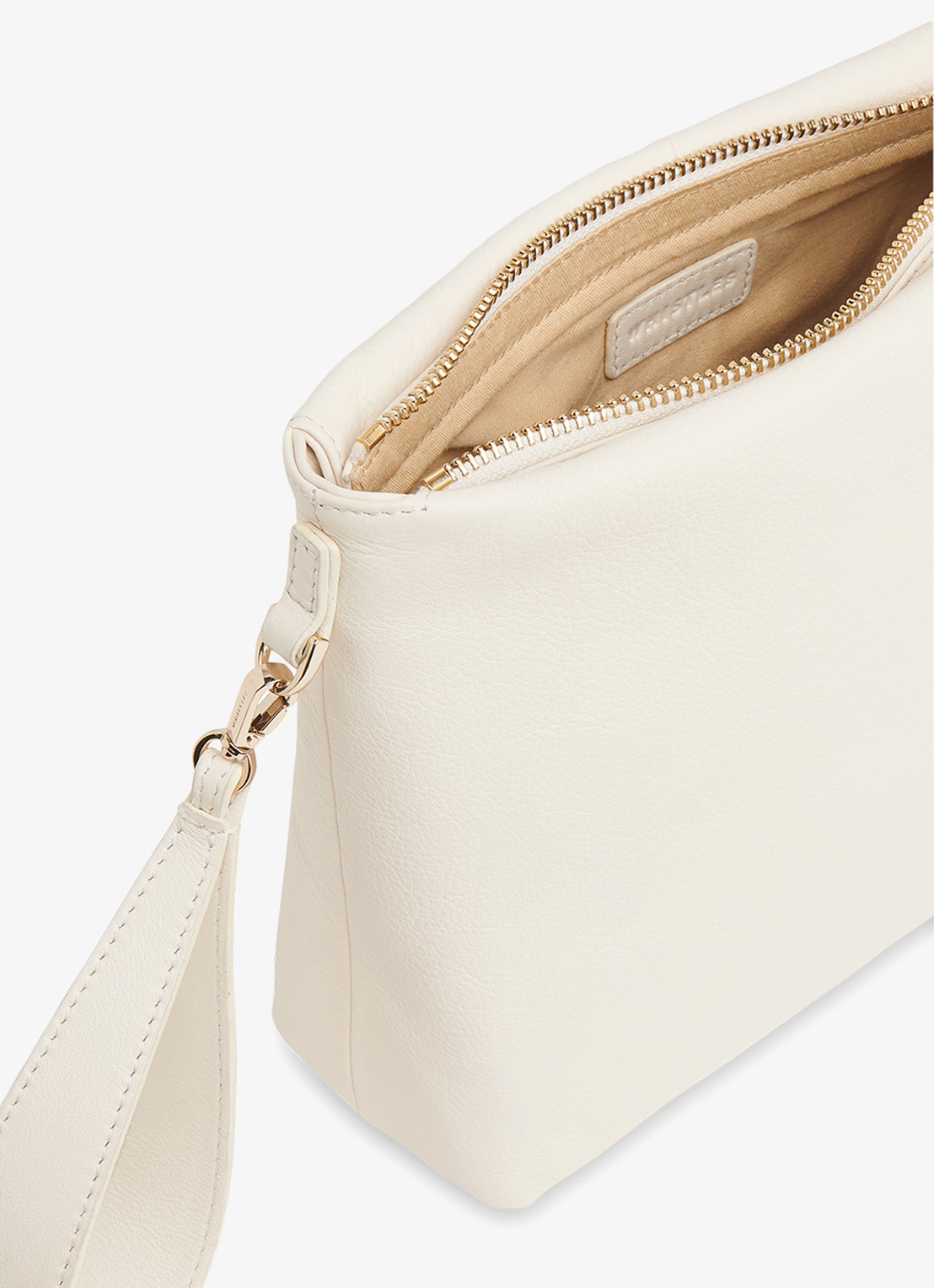 Whistles Avah clutch van leer - detail 3 ivoor