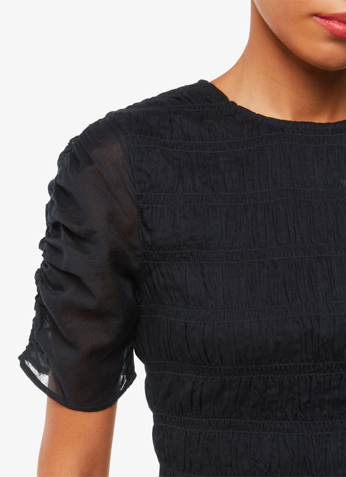 Whistles Avery midi jurk met smockwerk - detail 2 zwart