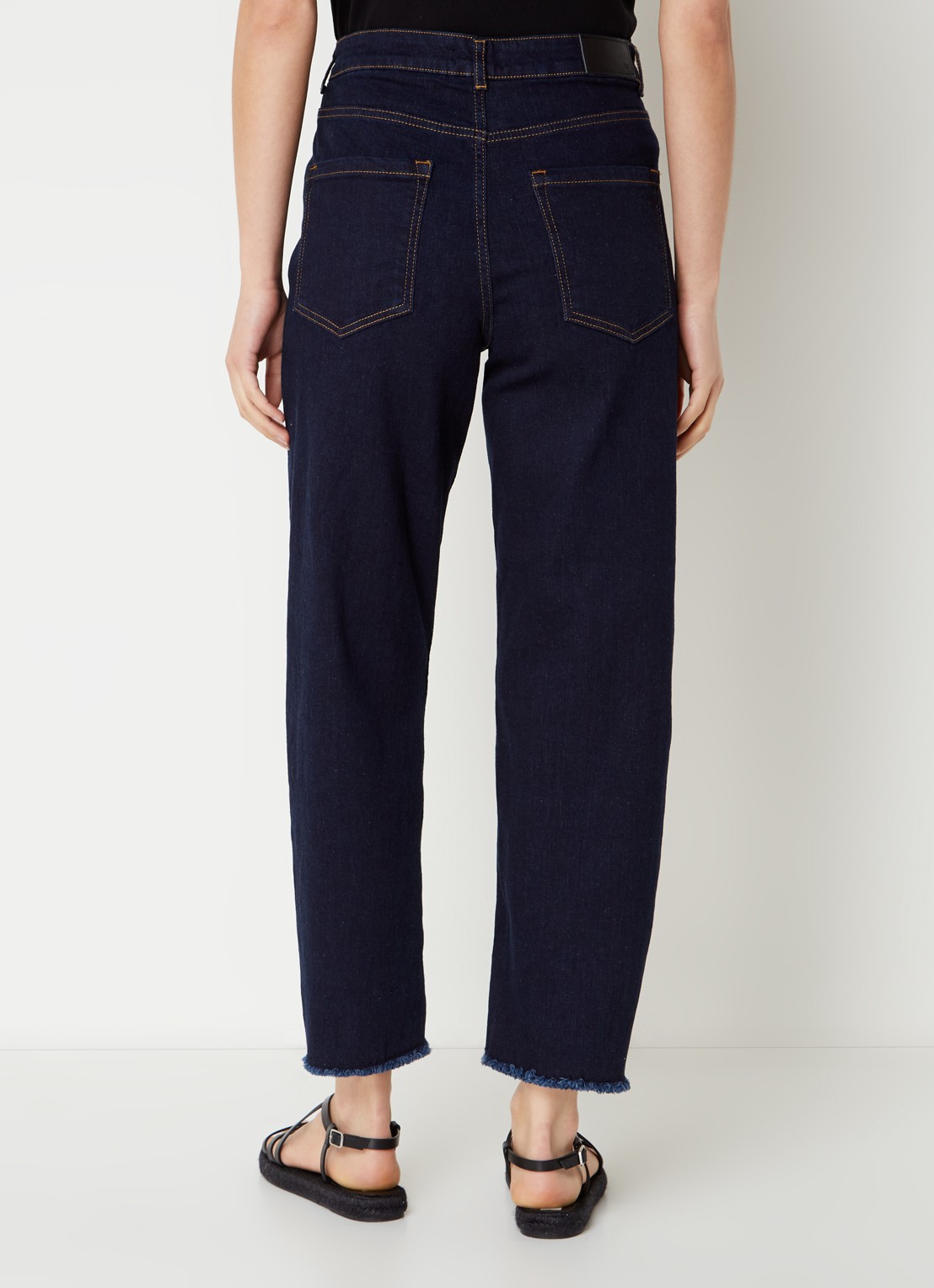 Whistles Barrel high waist cropped loose fit jeans met donkere wassing - achterkant indigo