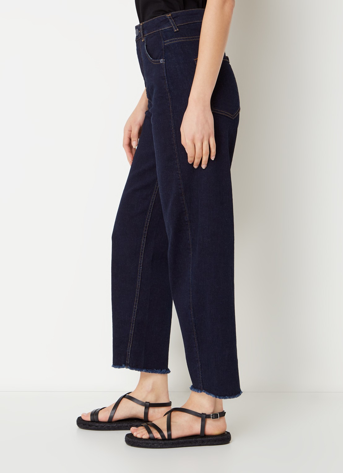 Whistles Barrel high waist cropped loose fit jeans met donkere wassing - detail 5 indigo