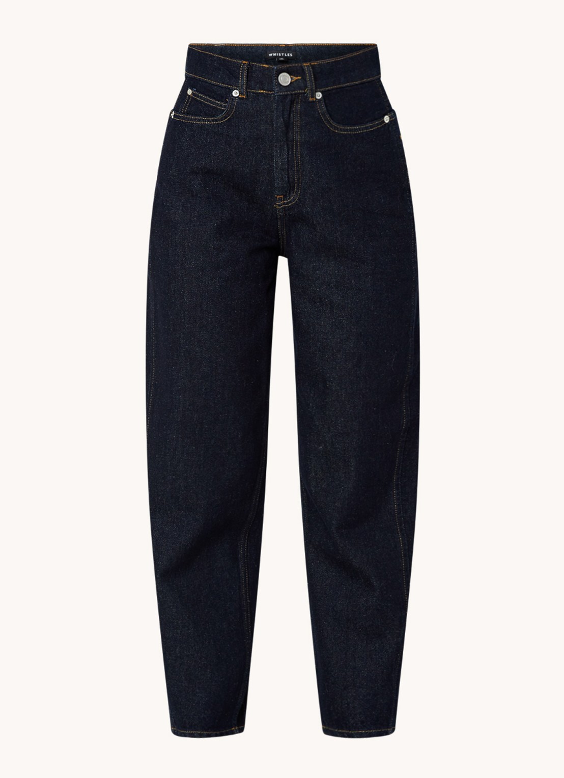 Whistles Barrel high waist cropped tapered jeans met donkere washing - voorkant indigo