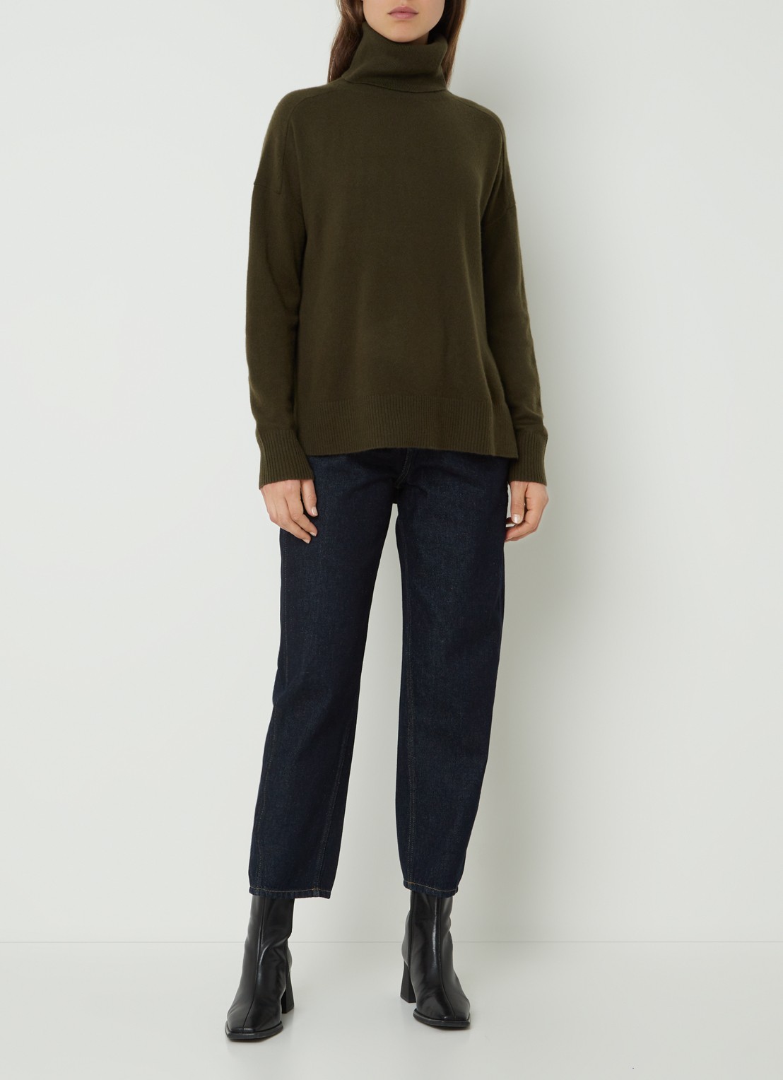 Whistles Barrel high waist cropped tapered jeans met donkere washing - voorkant 2 indigo