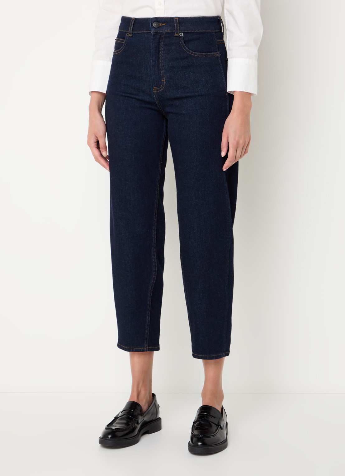 Whistles Barrel high waist cropped tapered jeans met donkere wassing - detail 4 indigo
