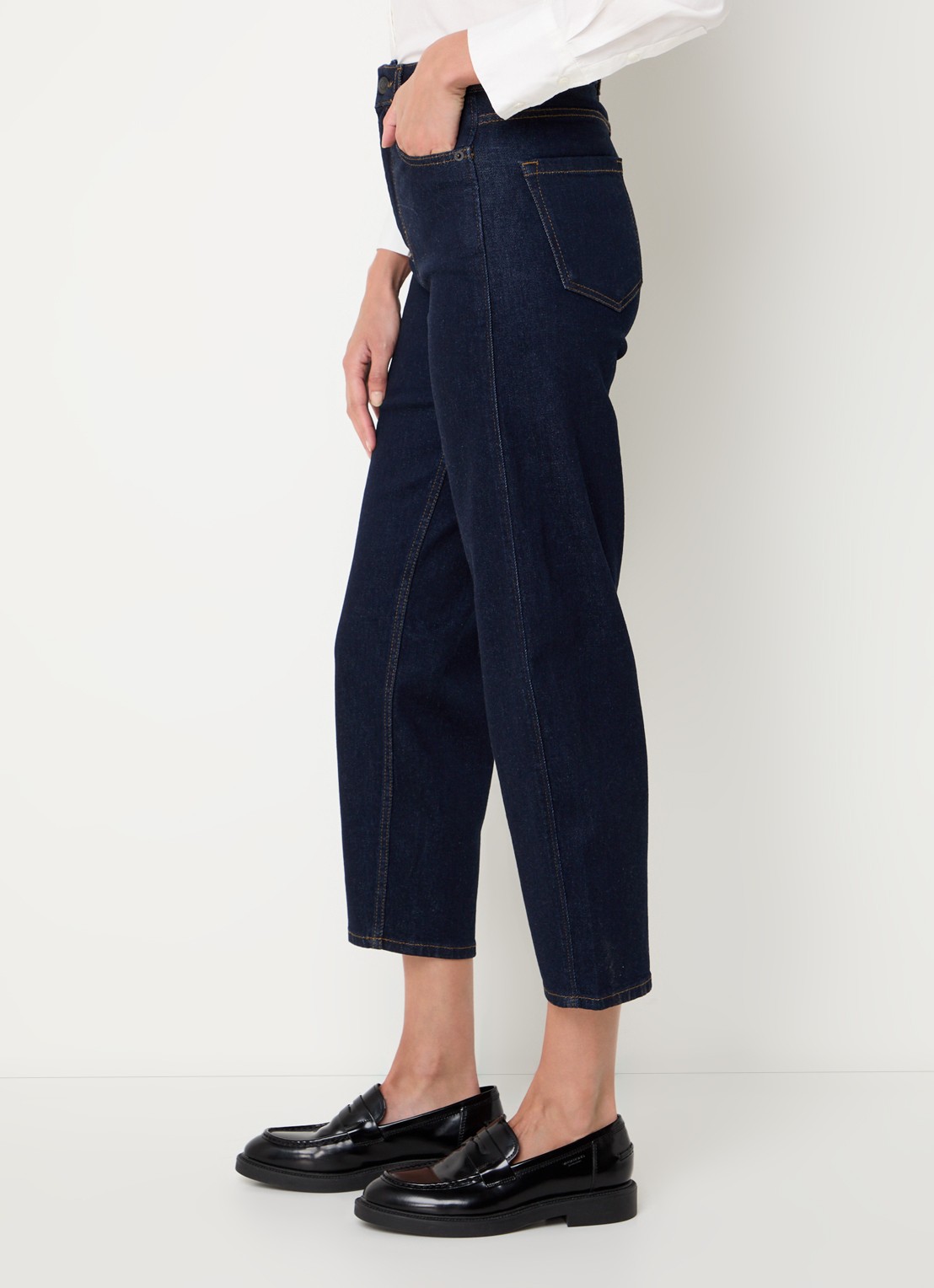 Whistles Barrel high waist cropped tapered jeans met donkere wassing - detail 5 indigo