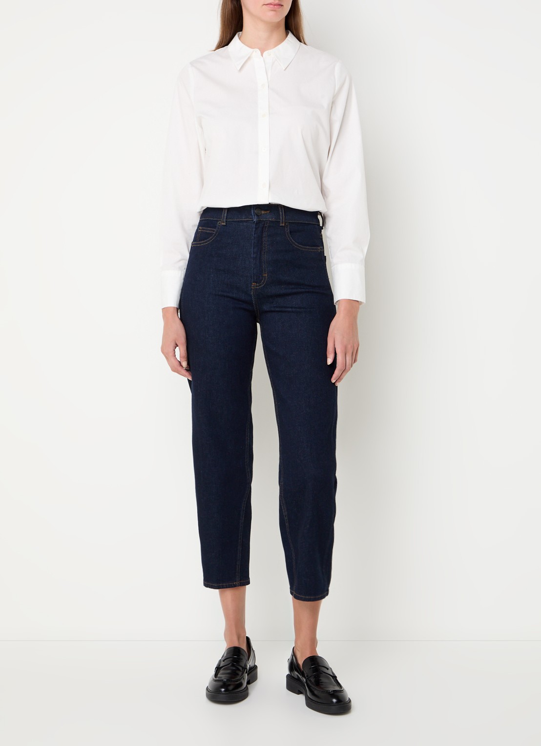Whistles Barrel high waist cropped tapered jeans met donkere wassing - voorkant 3 indigo