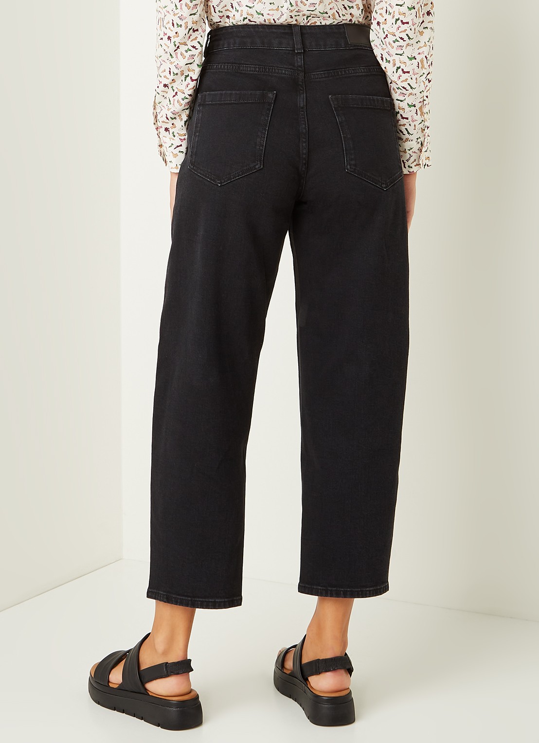 Whistles Barrel high waist cropped tapered jeans - achterkant 3 zwart