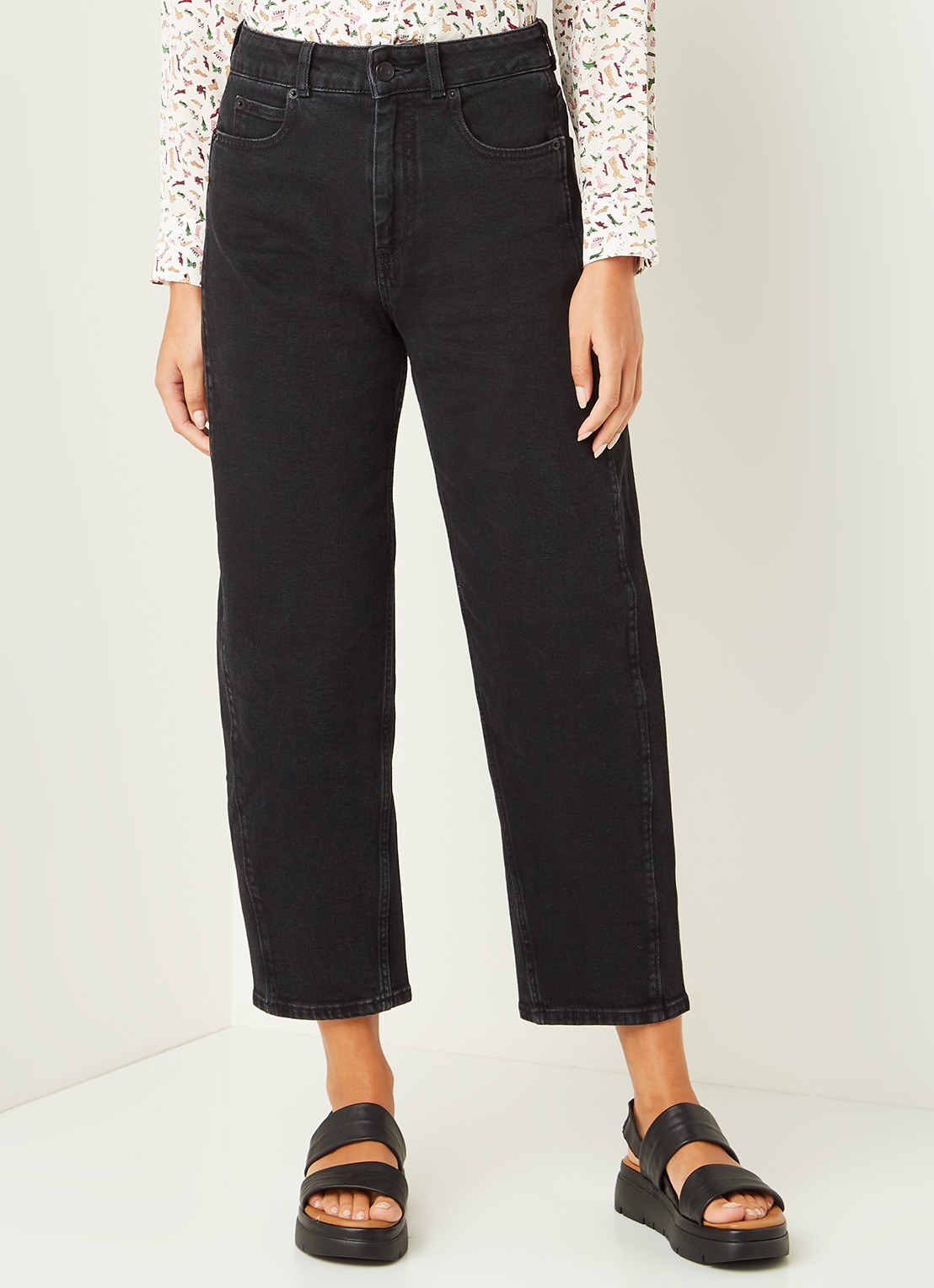 Whistles Barrel high waist cropped tapered jeans - detail 4 zwart