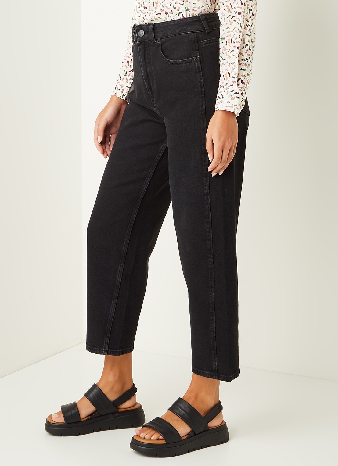 Whistles Barrel high waist cropped tapered jeans - detail 5 zwart