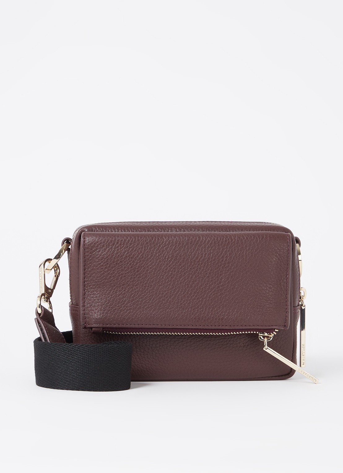 Whistles Bibi crossbodytas van leer - voorkant 4 aubergine