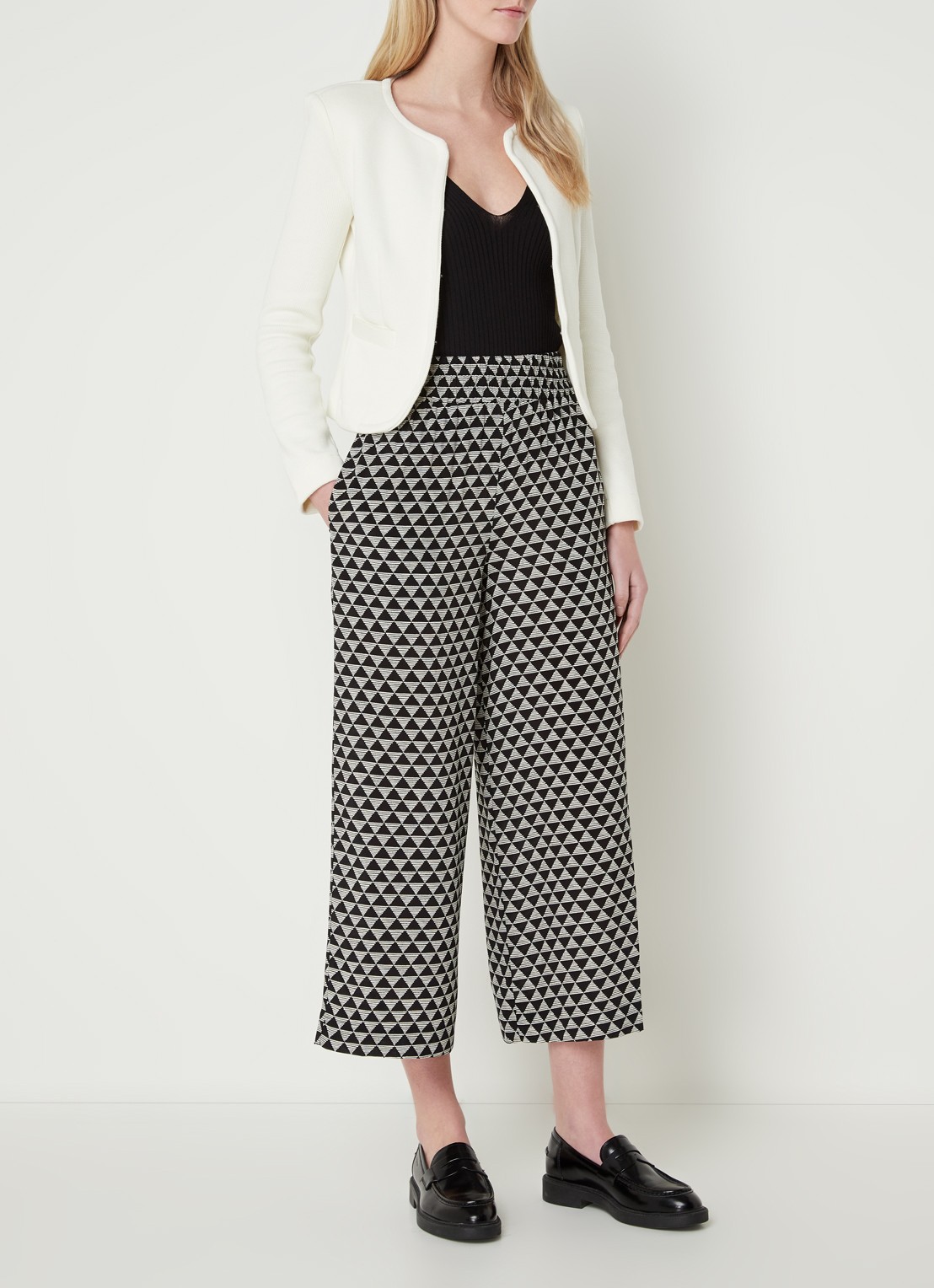 Whistles Blazer met paspelzakken en stretch - voorkant 3 gebroken wit