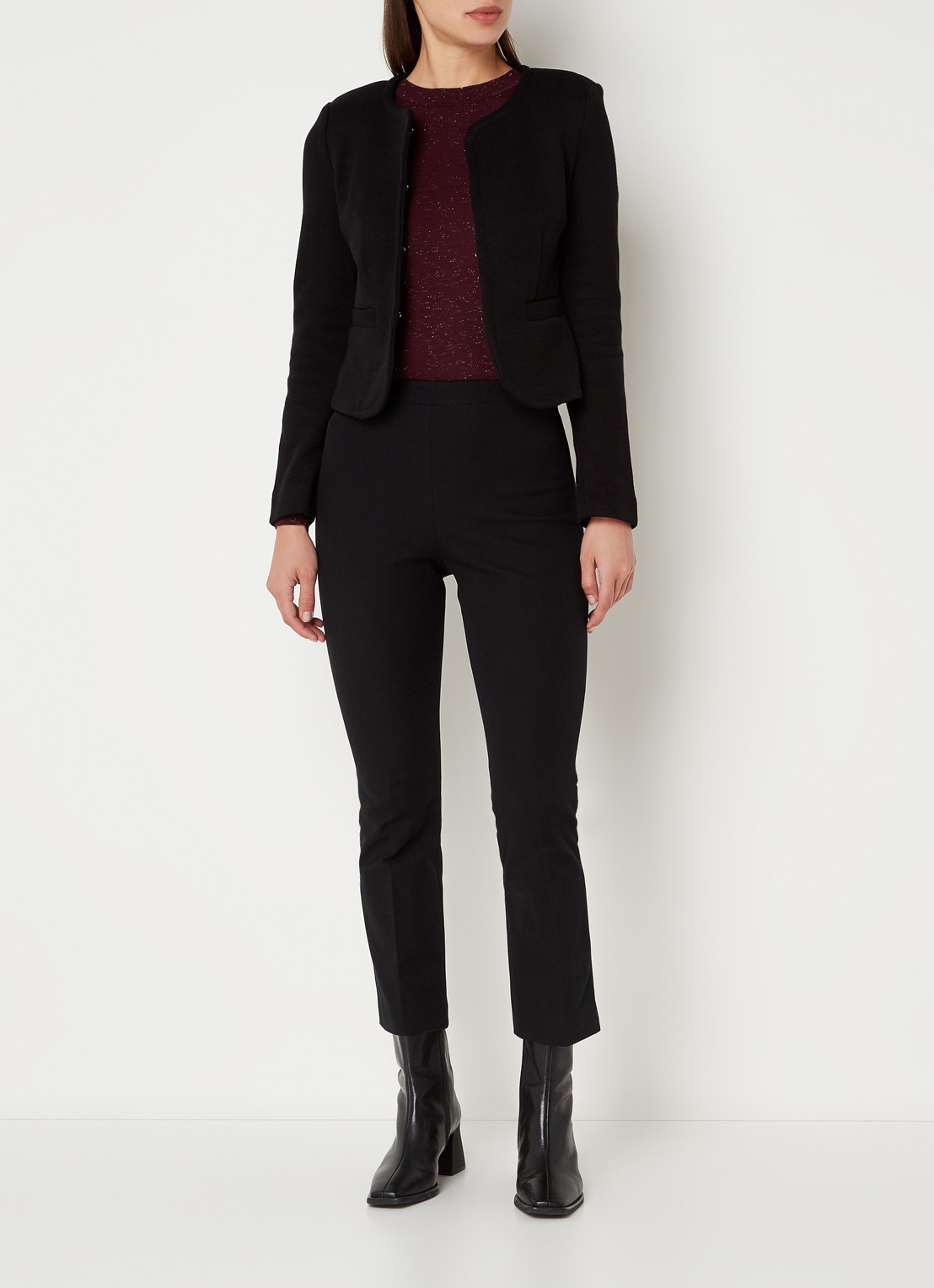 Whistles Blazer van jersey met structuur - voorkant 3 zwart