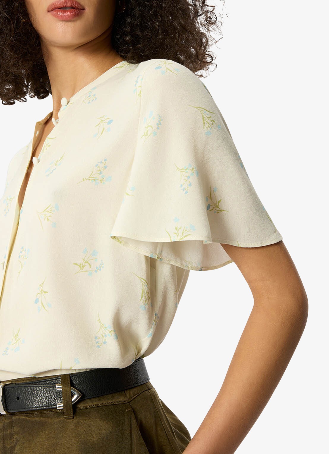 Whistles Blouse met bloemenprint en vlindermouw - detail 4 ivoor