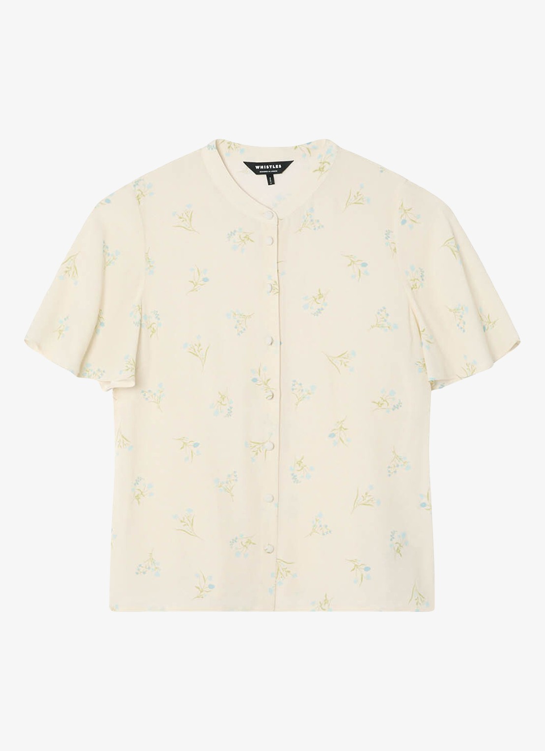 Whistles Blouse met bloemenprint en vlindermouw - voorkant ivoor