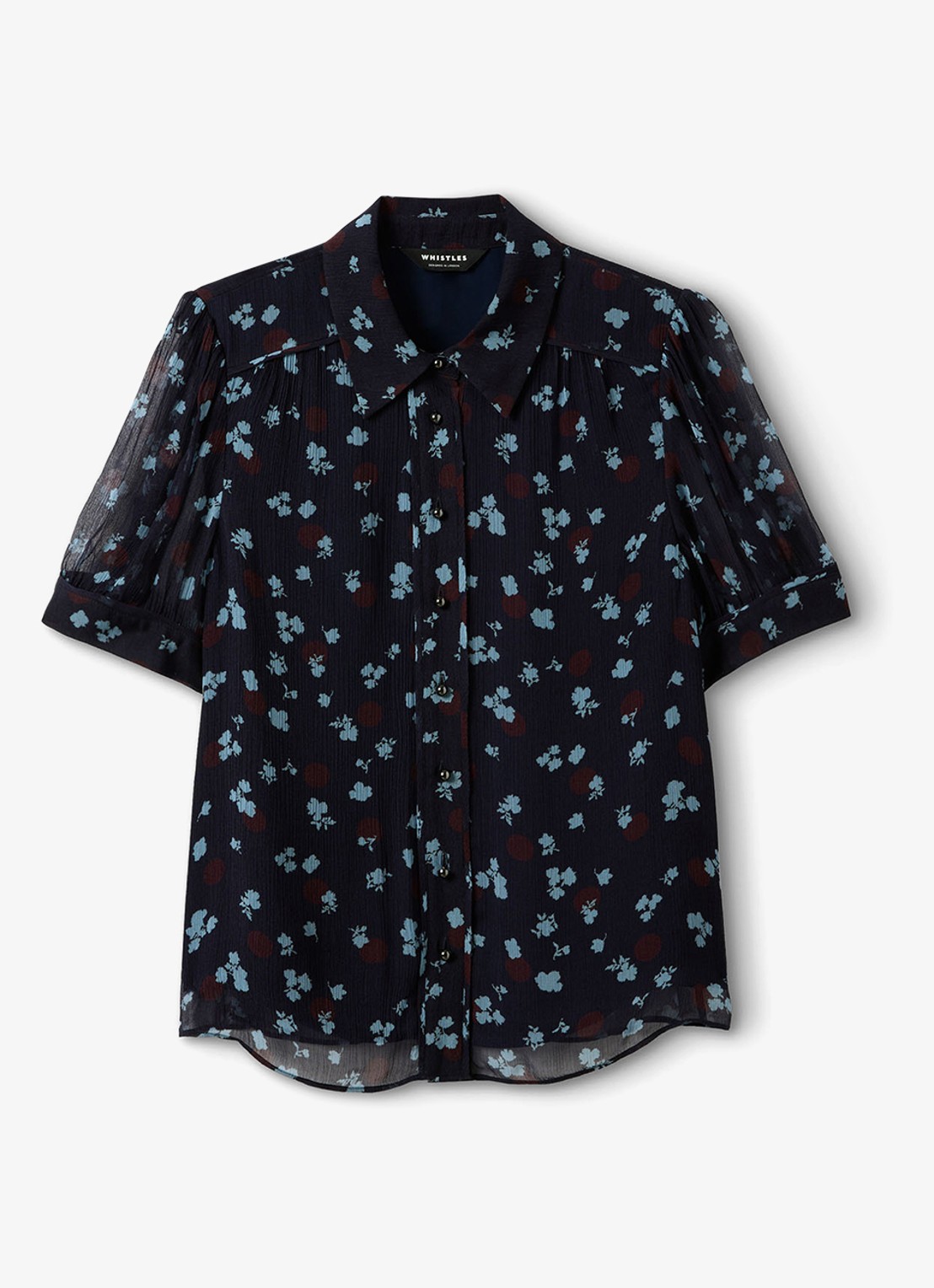 Whistles Blouse met bloemenprint - voorkant 2 donkerblauw