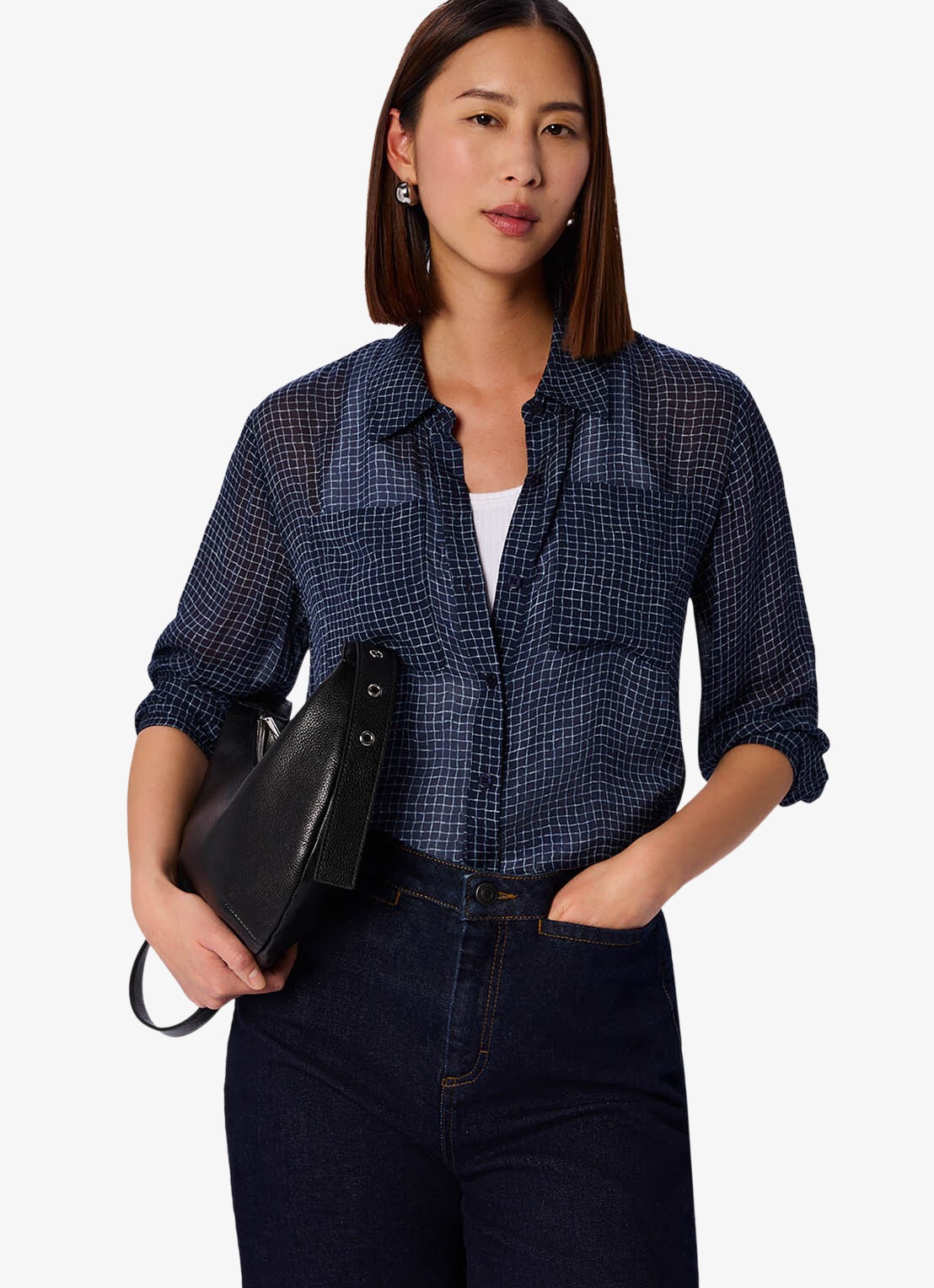 Whistles Blouse met borstzakken - detail blauw
