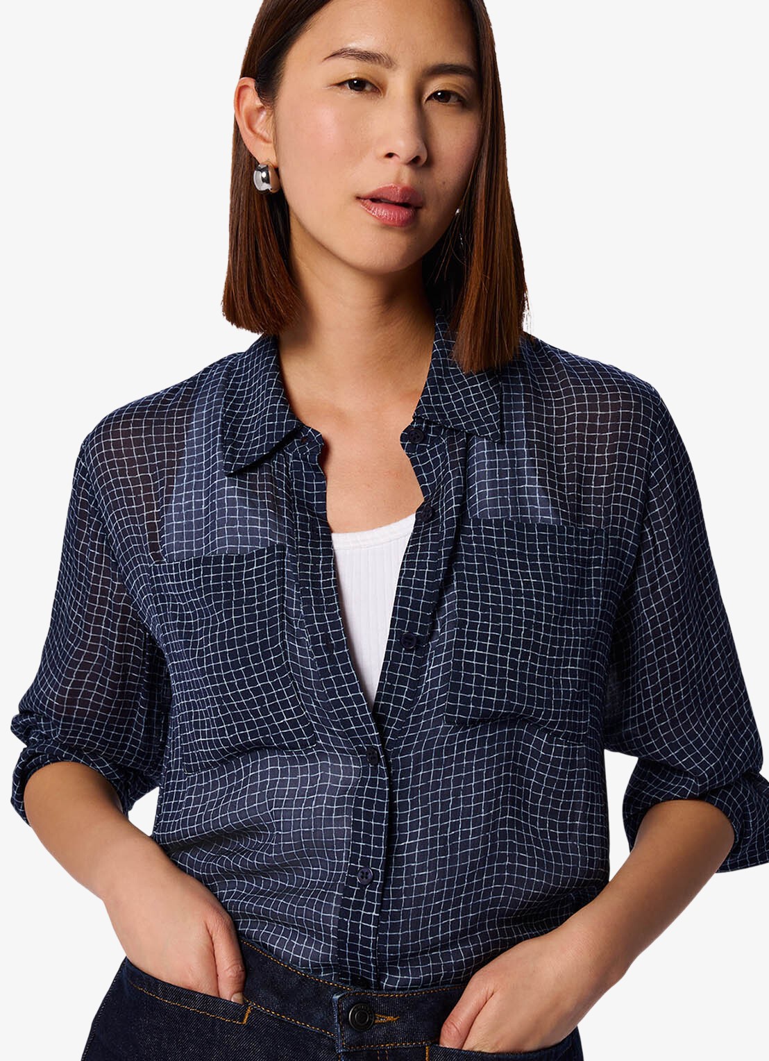 Whistles Blouse met borstzakken - detail 2 blauw