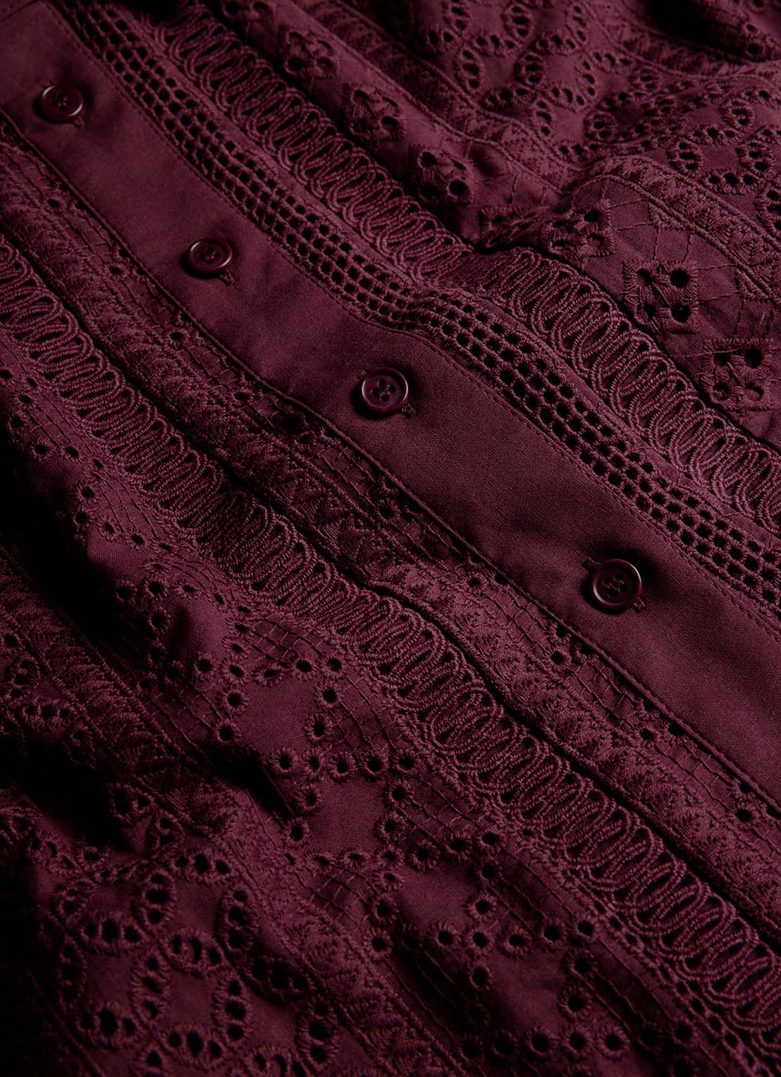 Whistles Blouse met broderie - detail 7 bordeauxrood