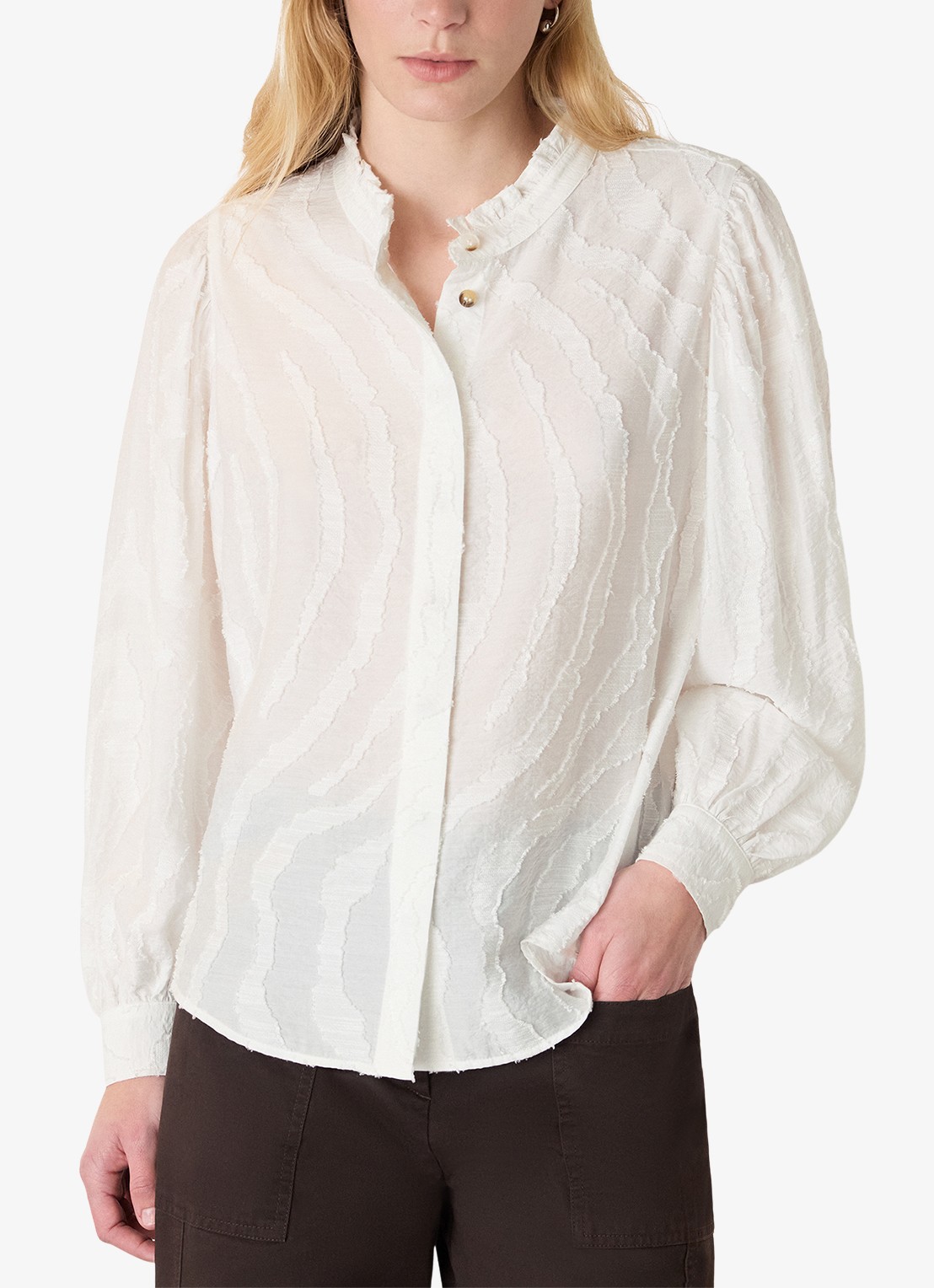 Whistles Blouse met dierenprint - detail 3 ivoor