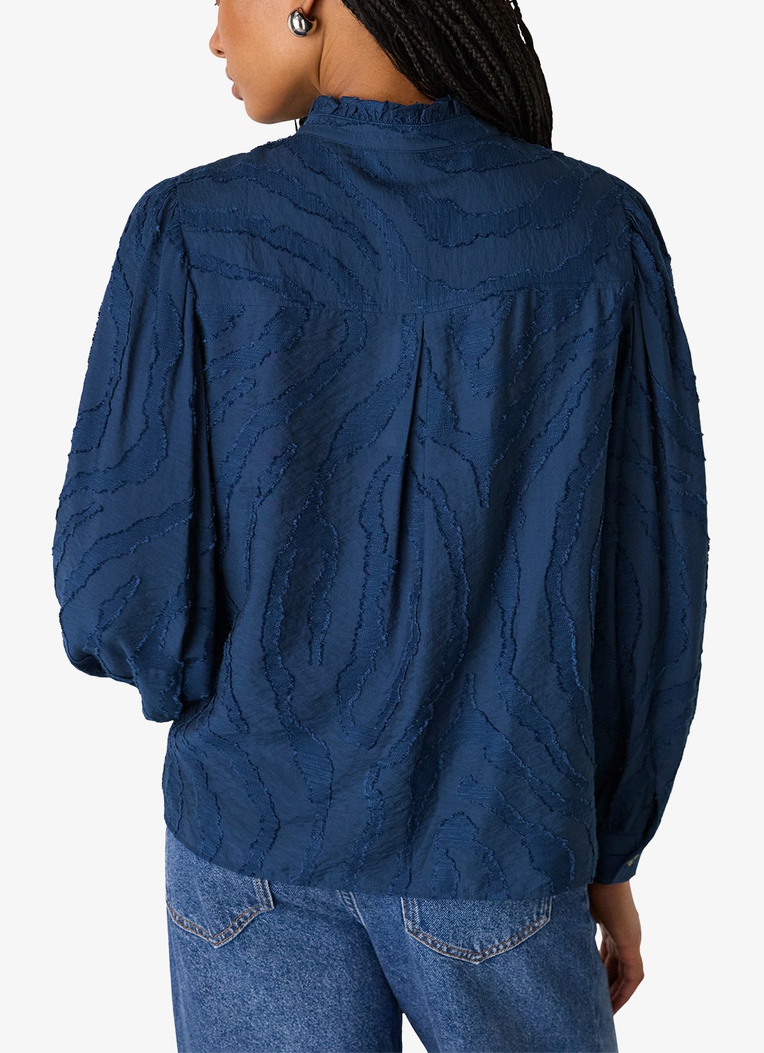 Whistles Blouse met dierenprint - achterkant 4 donkerblauw