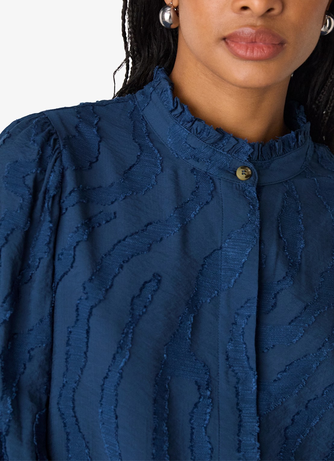 Whistles Blouse met dierenprint - detail 3 donkerblauw