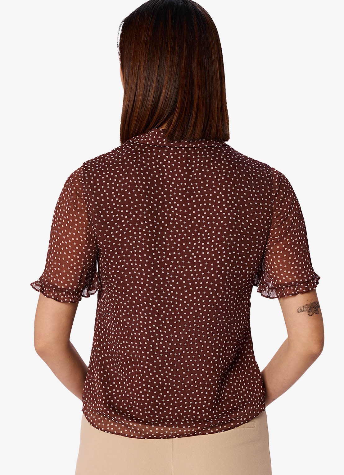 Whistles Blouse met stippenprint - achterkant 5 bruin