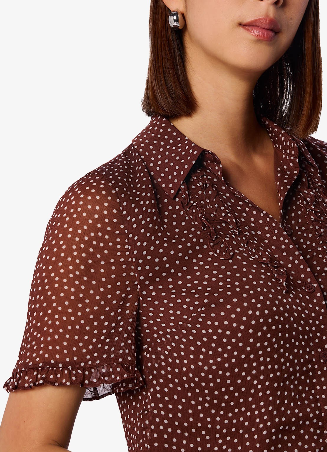 Whistles Blouse met stippenprint - detail 2 bruin