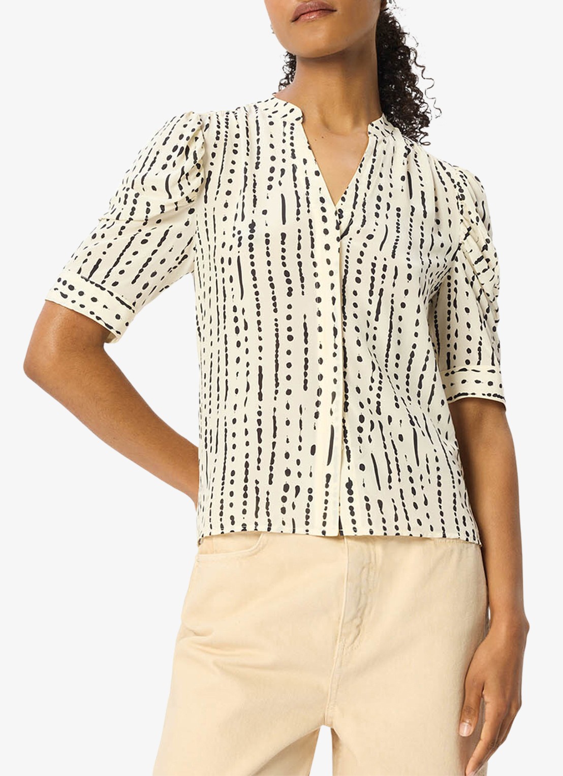 Whistles Blouse met stippenprint - detail ivoor