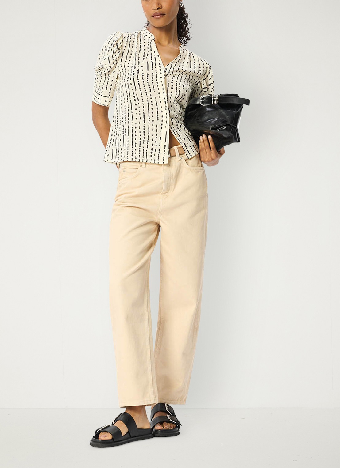 Whistles Blouse met stippenprint - voorkant 6 ivoor