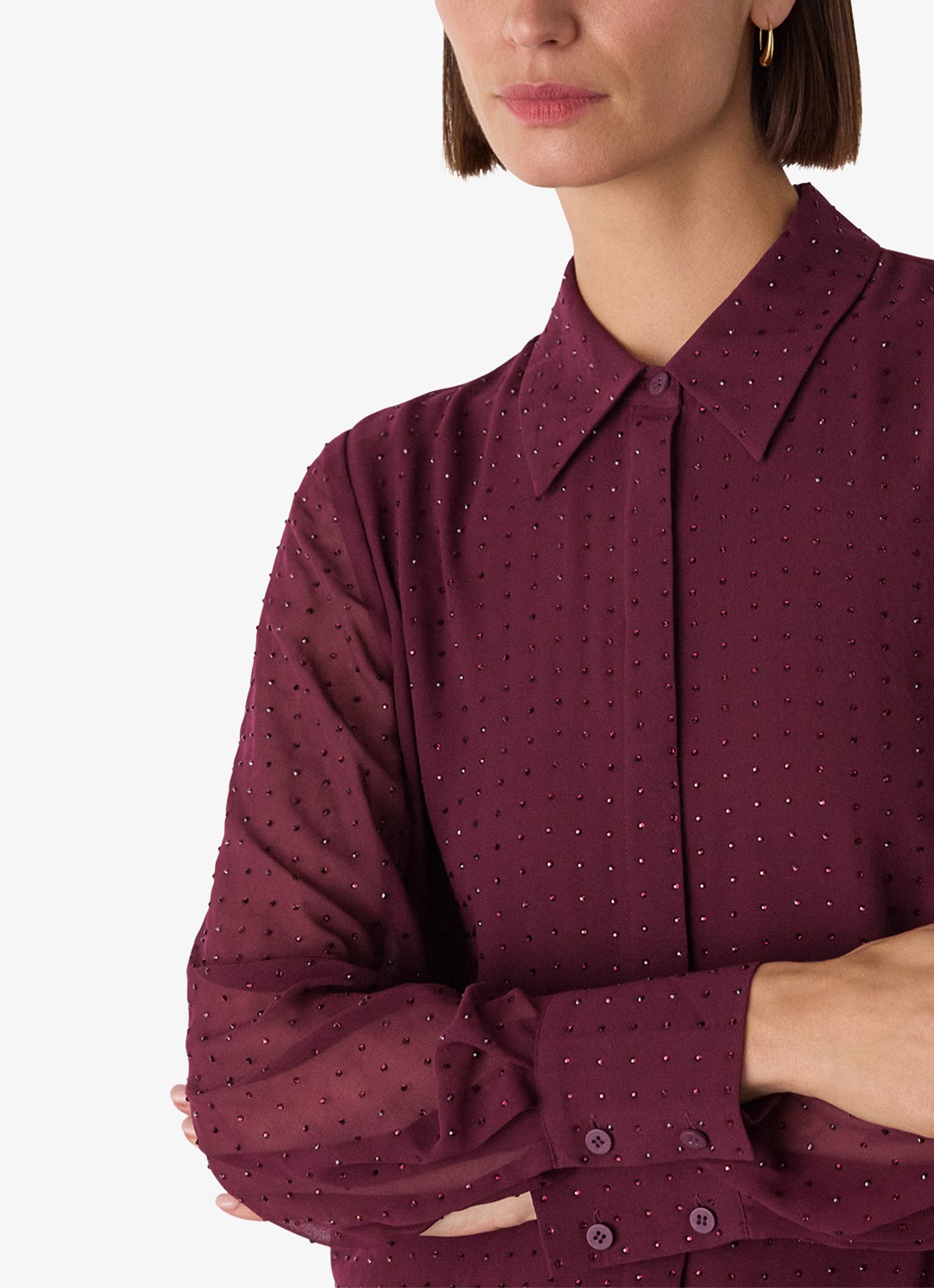 Whistles Blouse met strass - detail 2 bordeauxrood