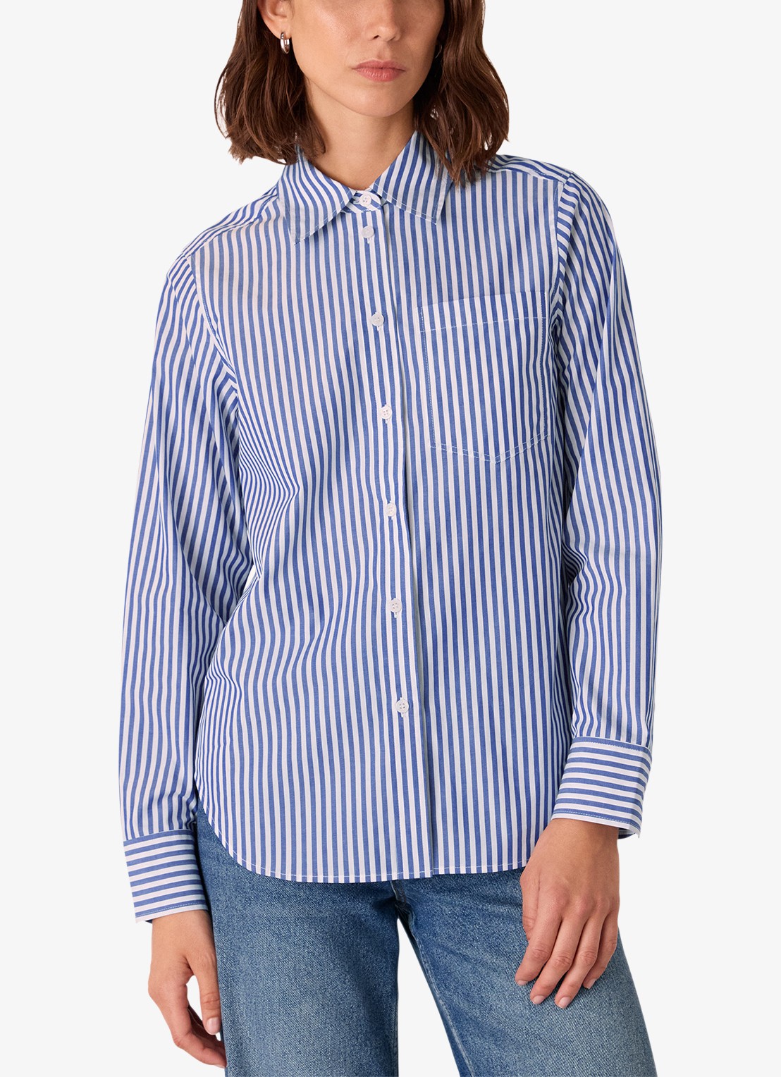 Whistles Blouse met streepprint - detail 3 blauw