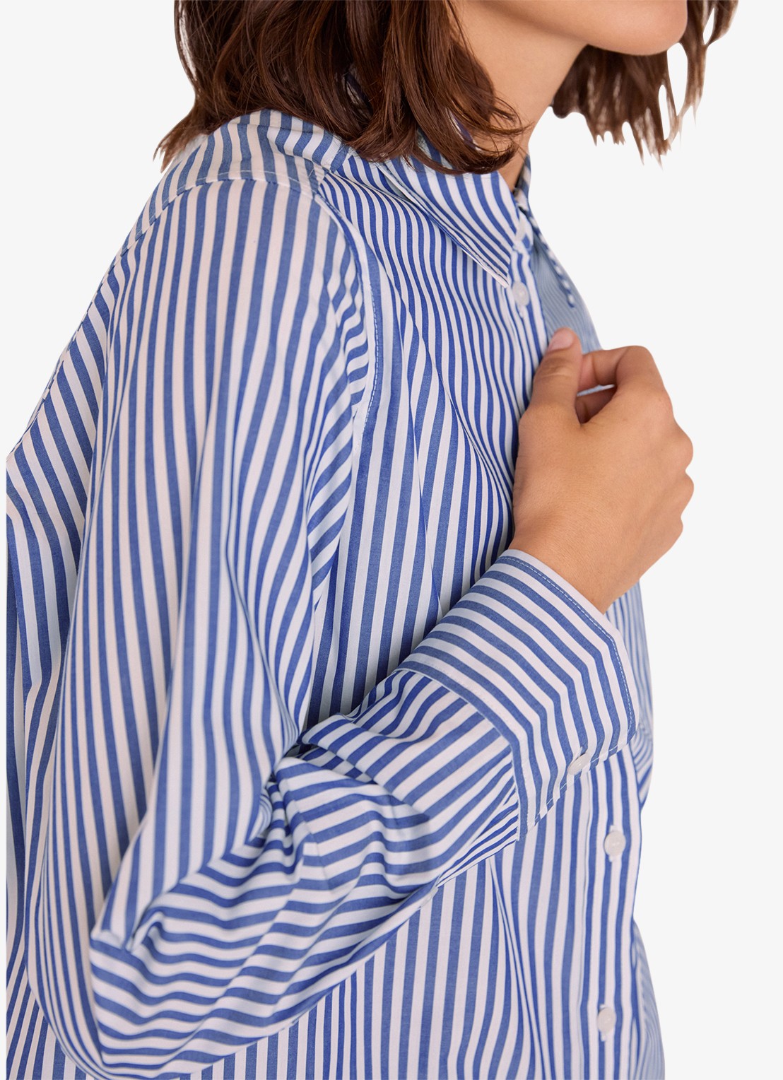 Whistles Blouse met streepprint - detail 4 blauw