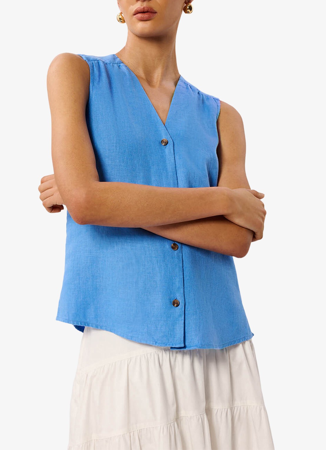Whistles Blouse met V-hals - detail 2 blauw
