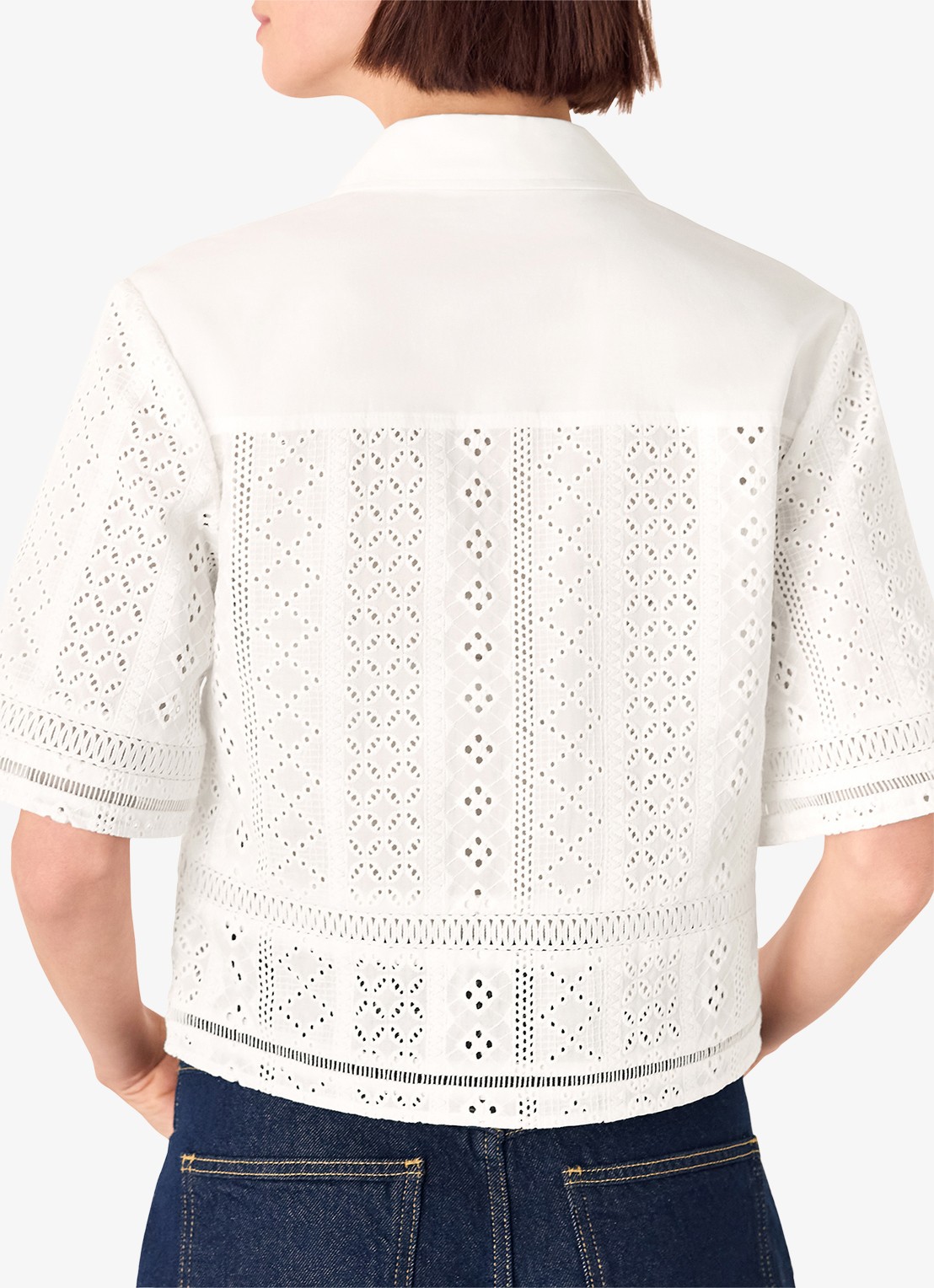 Whistles Blouse van broderie - achterkant wit
